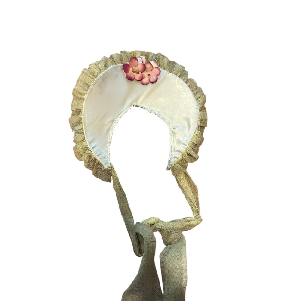 Vintage 40s Girls Costume Dance Theatre Dress Bonnet Tulle Ruffles Satin JS - Picture 12 of 13